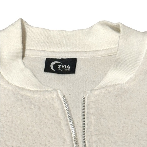 Zyia Active Women’s Flying V Fleece Full Zip Jacket Size Medium White Soft Cozy - Picture 8 of 8